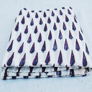 White Hand Block Print Natural Cotton Fabric Sewing Material